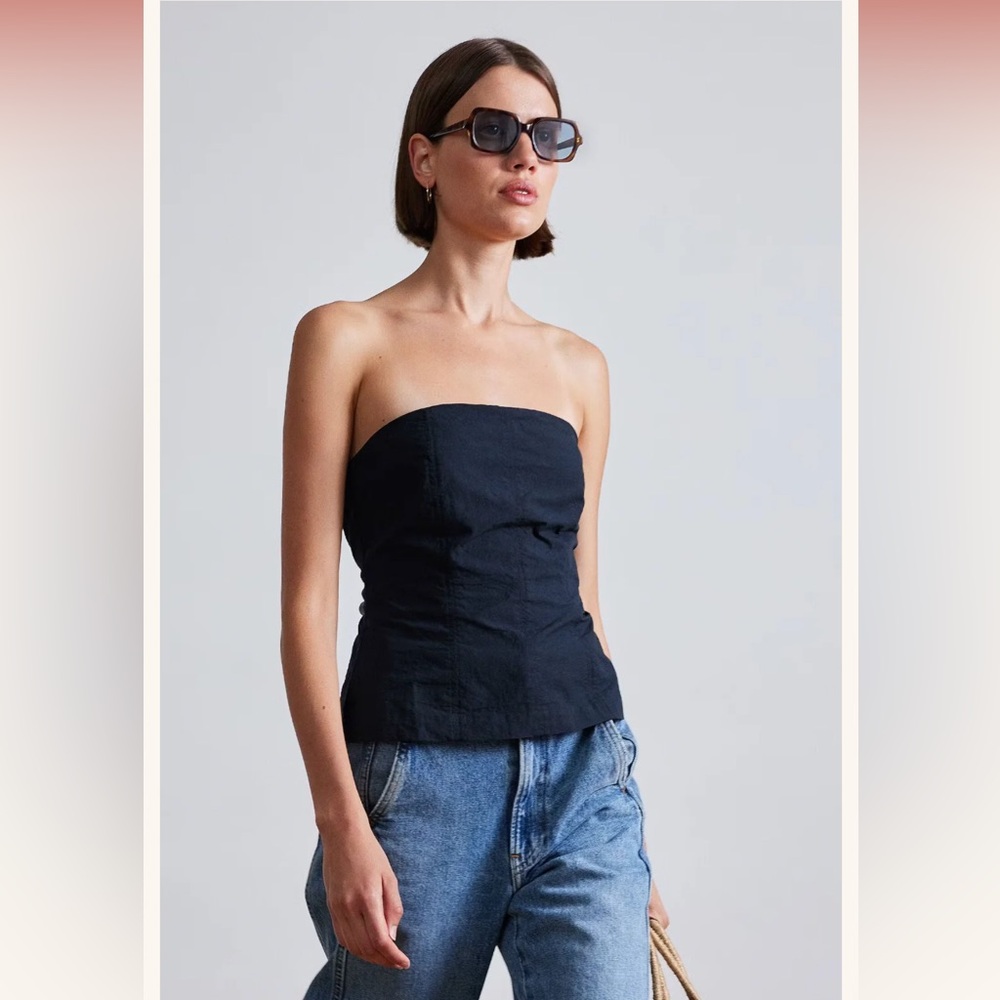 NWT Apiece Apart Todo Strapless Organic Cotton-Poplin Top - Picture 2 of 10